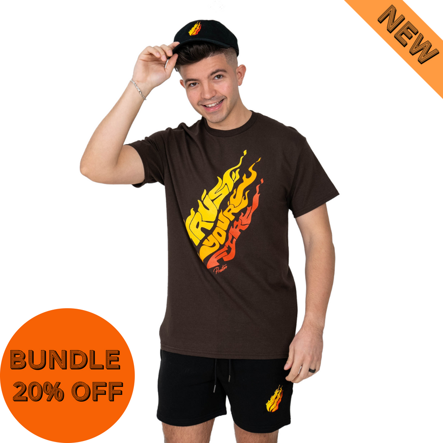 Chocolate Brown Fire Fit Bundle (Tee, Shorts & Hat)
